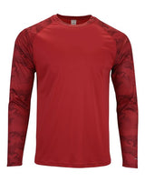 Paragon 216P Cayman Performance Camo Colorblocked Long Sleeve T-Shirt #color_Red