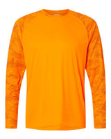 Paragon 216P Cayman Performance Camo Colorblocked Long Sleeve T-Shirt #color_Neon Orange