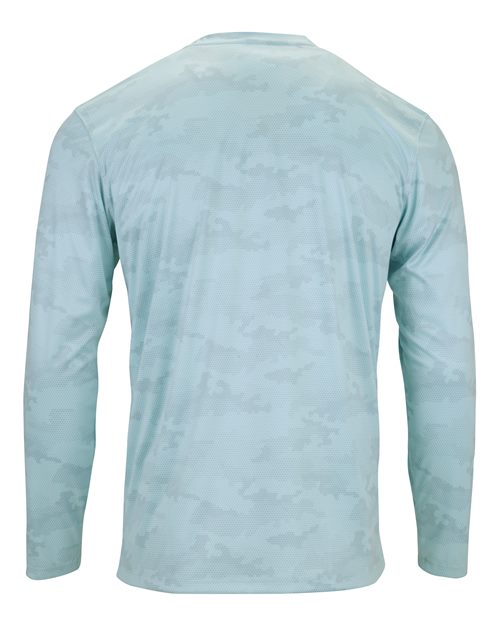 Paragon 217 Pompano Performance Camo Long Sleeve T-Shirt #color_Aqua Blue