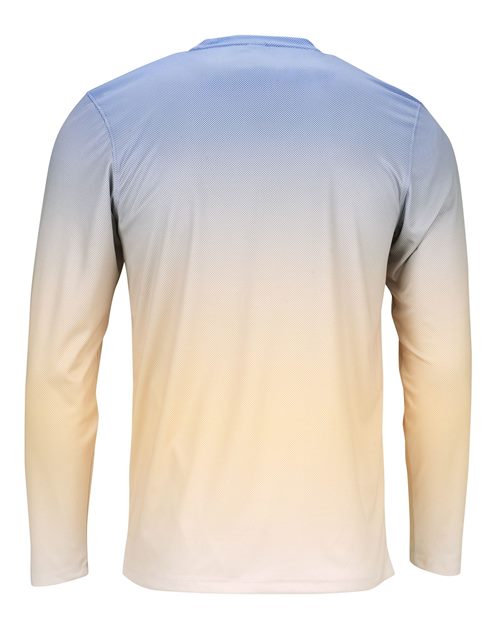Paragon 225 Barbados Performance Pin Dot Long Sleeve T-Shirt #color_Bimini Blue/ Peach