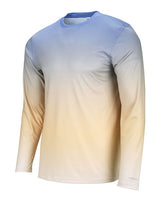 Paragon 225 Barbados Performance Pin Dot Long Sleeve T-Shirt #color_Bimini Blue/ Peach