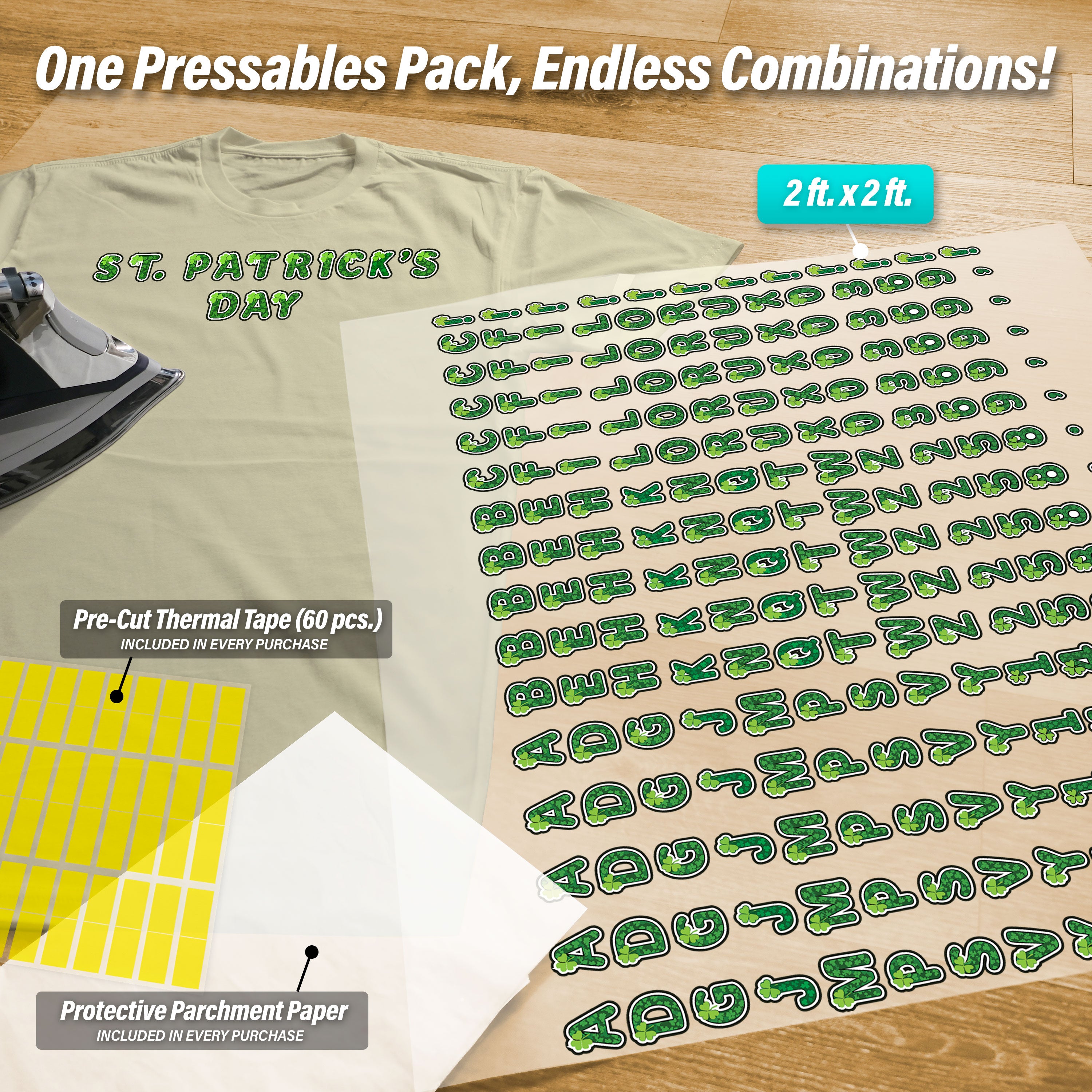 St. Patrick's Day Lettering Pressables Pack