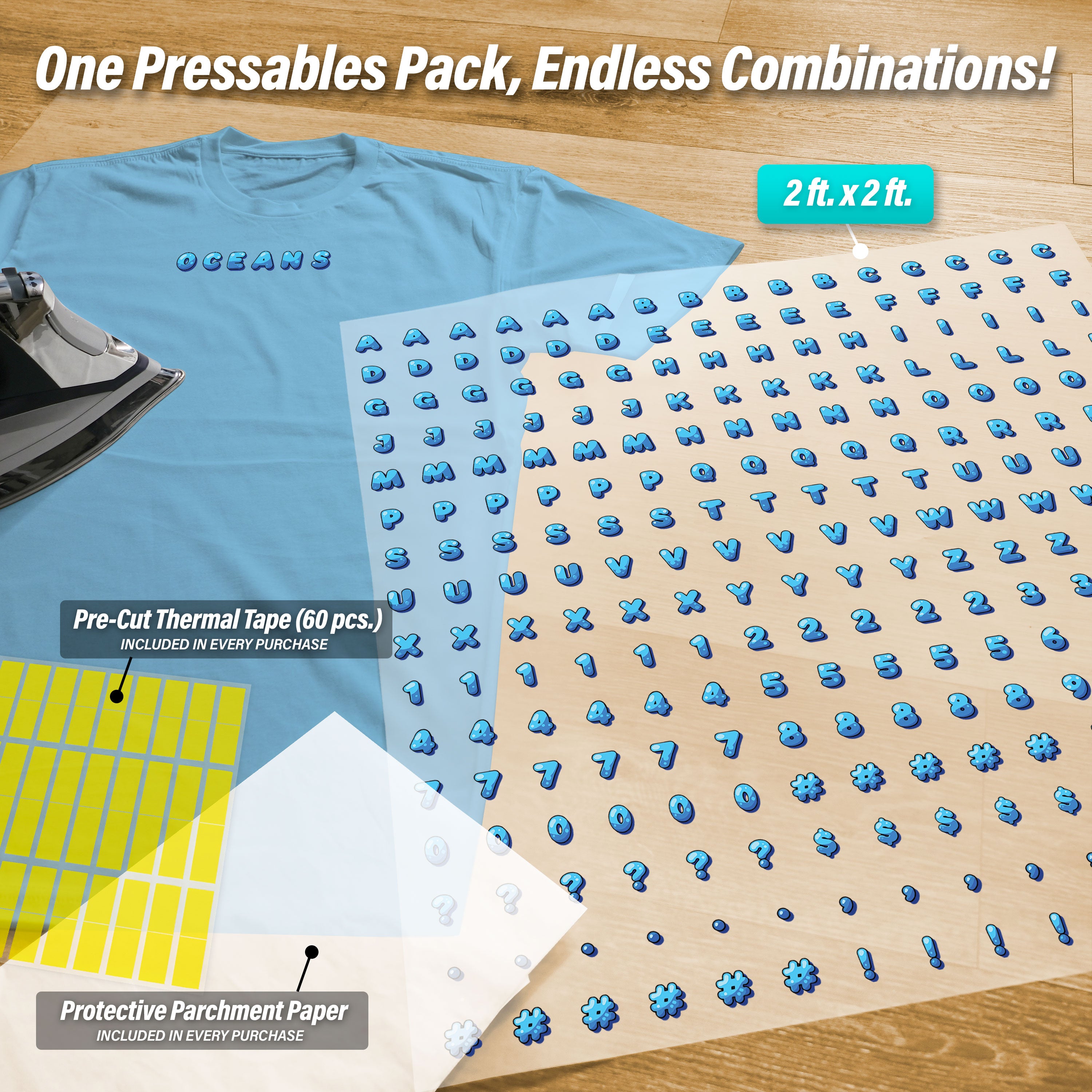 Ocean Lettering Pressables Pack