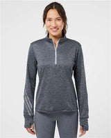 Adidas A285 Women's Brushed Terry Heathered Quarter - Zip Pullover - Ninja Transfers