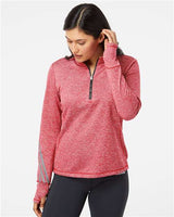 Adidas A285 Women's Brushed Terry Heathered Quarter - Zip Pullover - Ninja Transfers