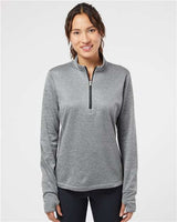 Adidas A285 Women's Brushed Terry Heathered Quarter - Zip Pullover - Ninja Transfers