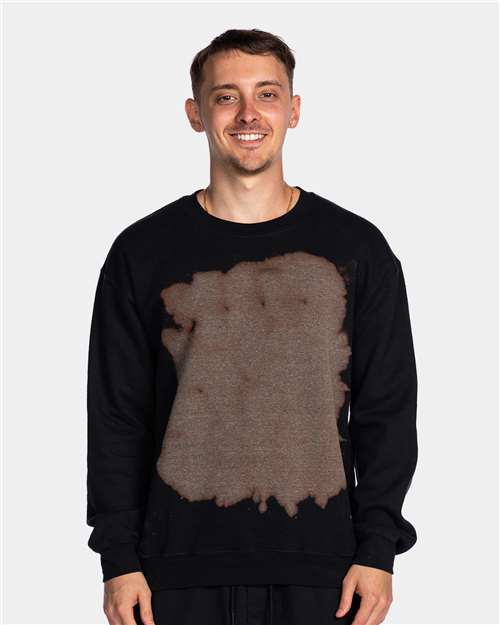 Dyenomite 681BW Essential Fleece Bleach Wash Crewneck Sweatshirt - Ninja Transfers