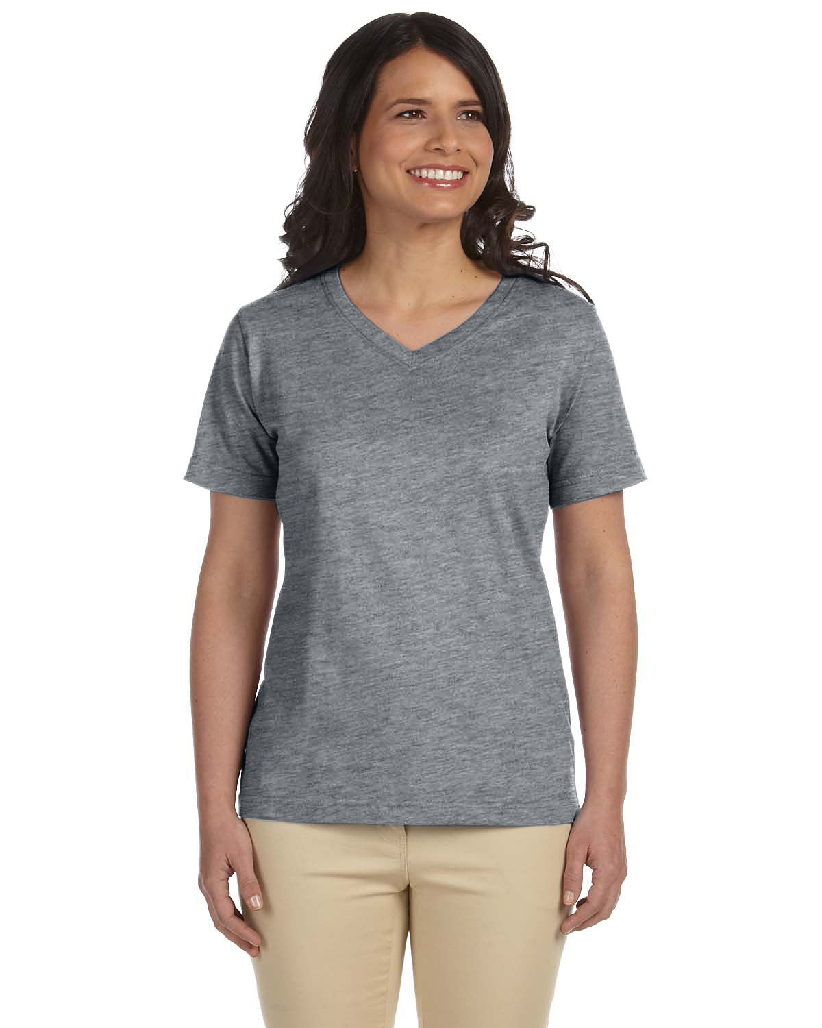LAT L-3587 Ladies' Premium Jersey V-Neck T-Shirt