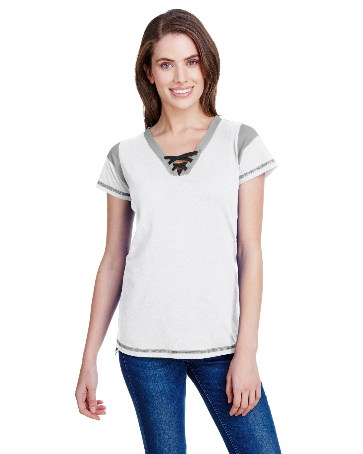 LAT LA3533 Ladies' Gameday Lace Up T-Shirt