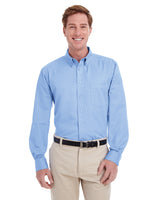 Harriton M581 Men's Foundation 100% Cotton Long-Sleeve Twill Shirt withTeflon