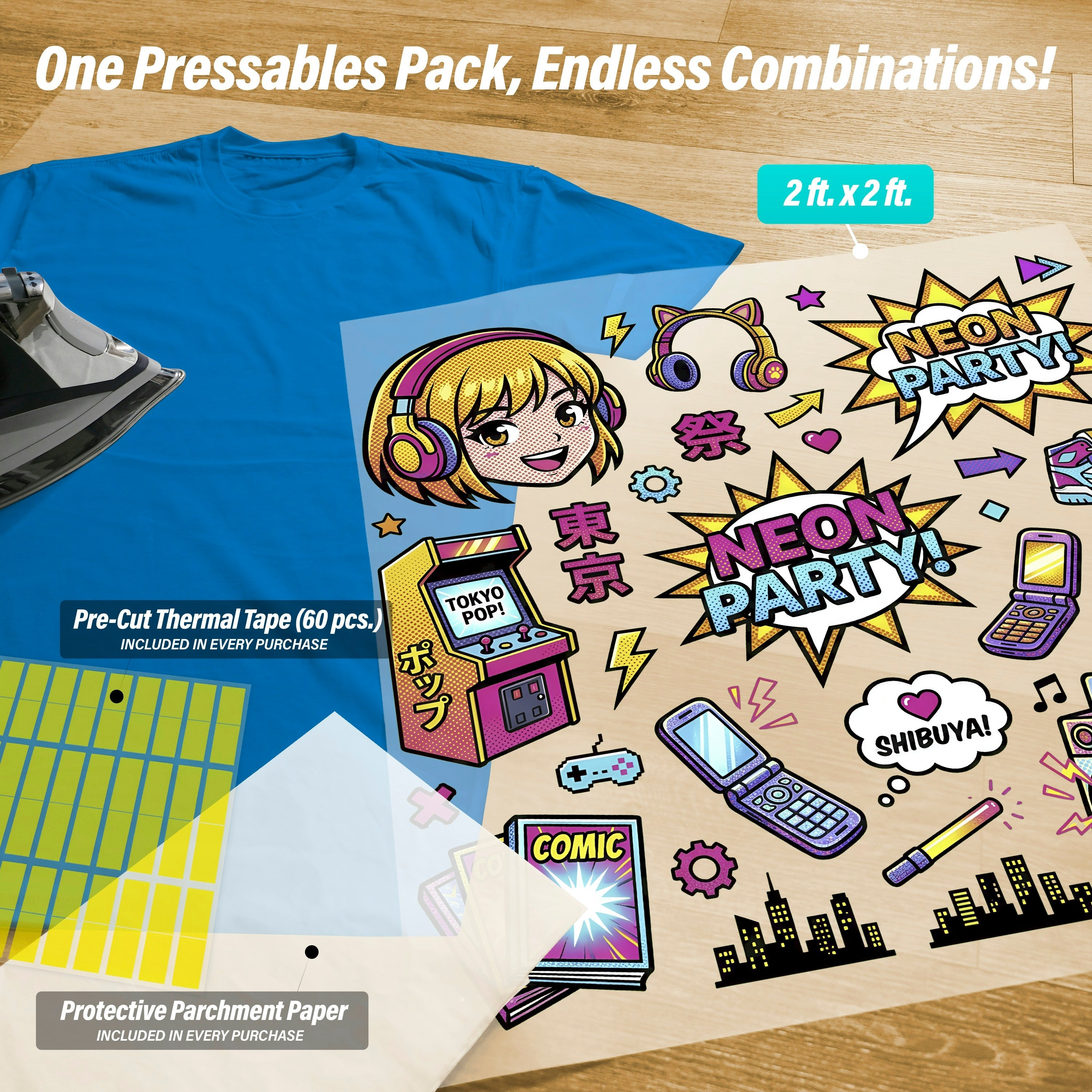 Neon Party Anime Girl Pressables Pack