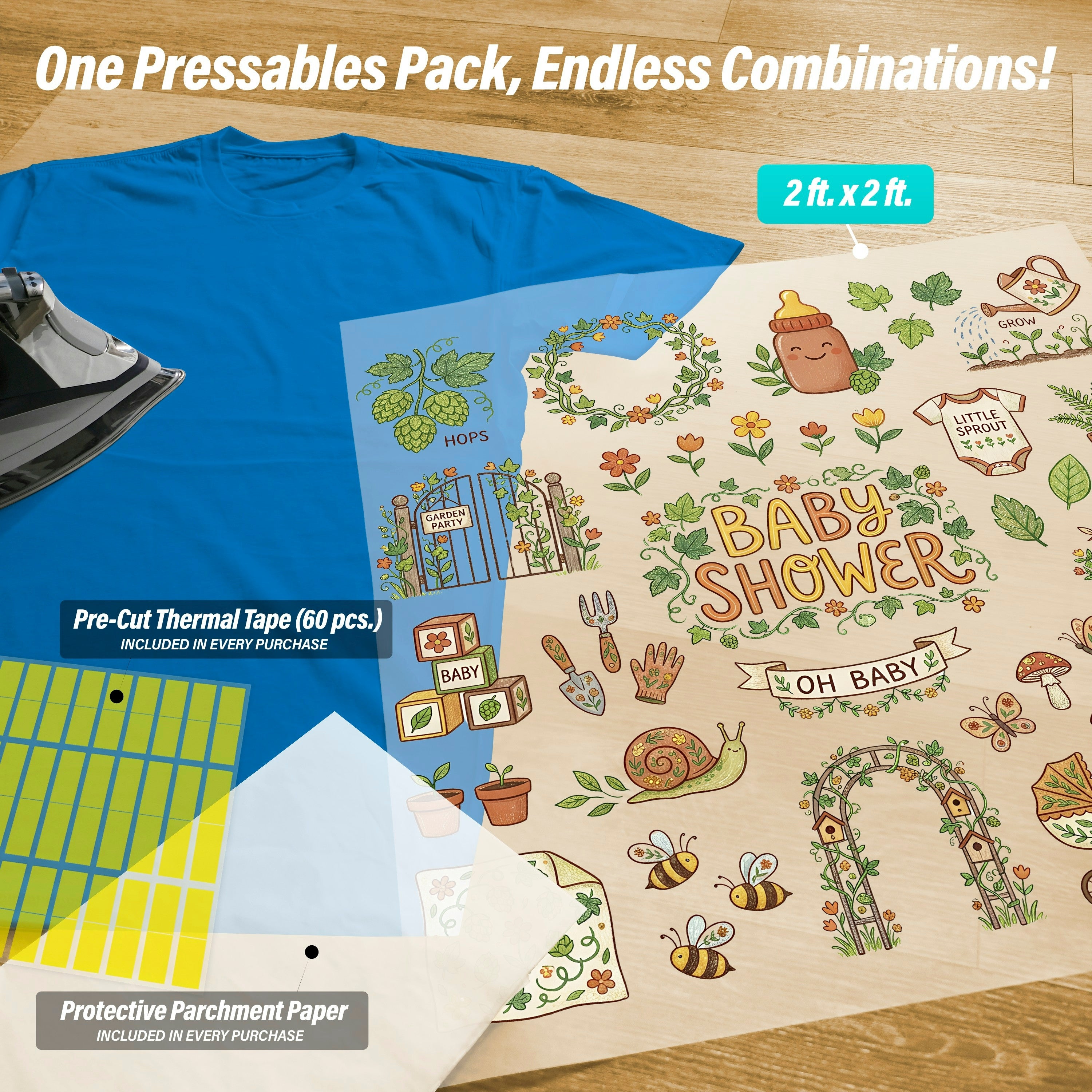 Baby Shower Pressables Pack on shirt
