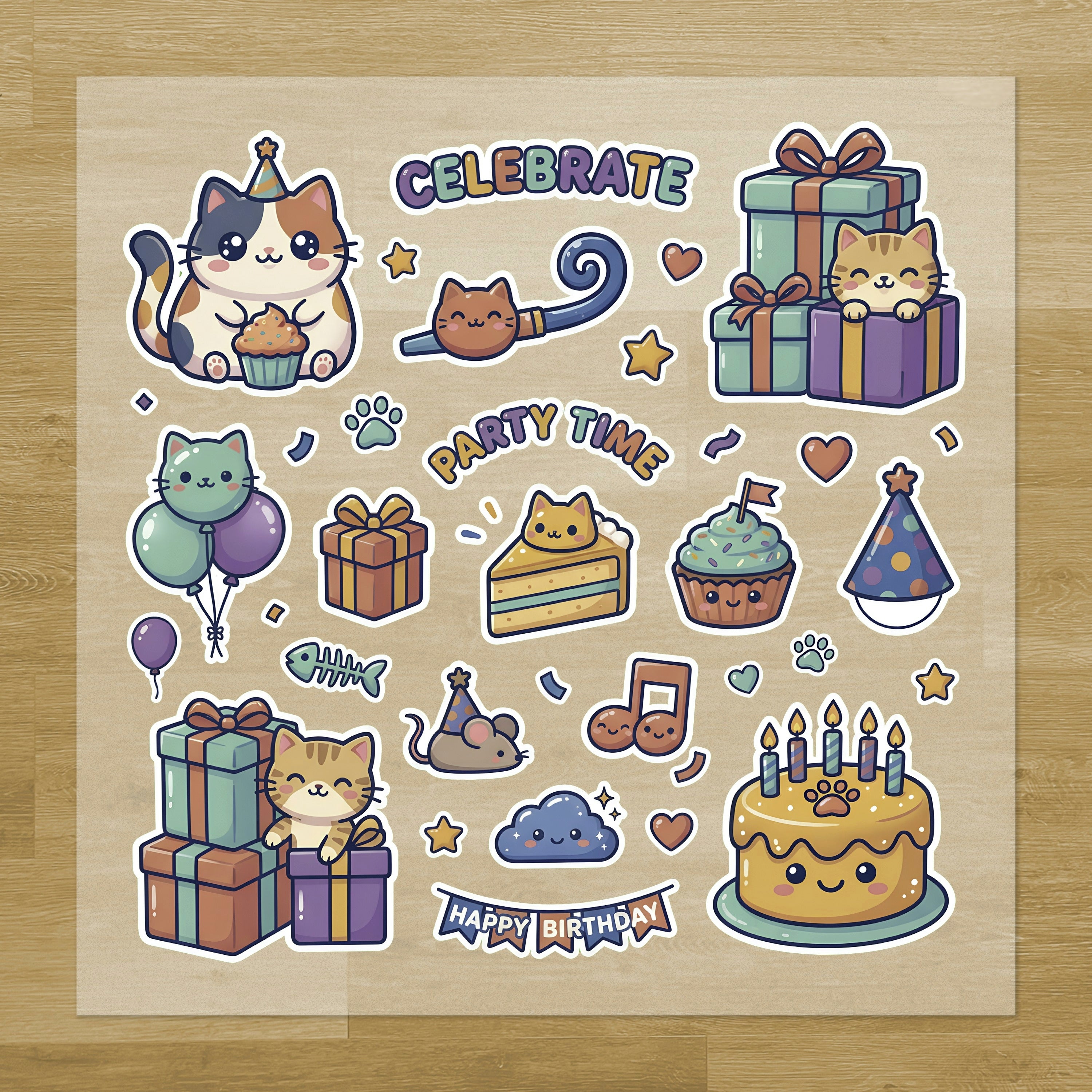 Purr-ty Cats Birthday Pressables Pack