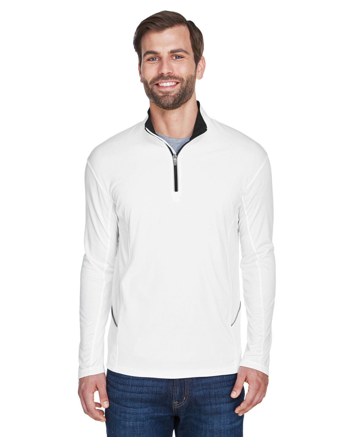 UltraClub 8230 Men's Cool & Dry Sport Quarter - Zip Pullover - Ninja Transfers