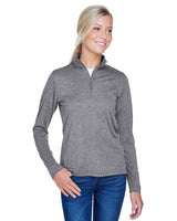 UltraClub 8618W Ladies' Cool & Dry Heathered Performance Quarter - Zip - Ninja Transfers