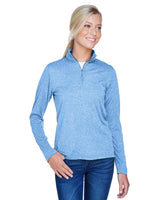 UltraClub 8618W Ladies' Cool & Dry Heathered Performance Quarter - Zip - Ninja Transfers