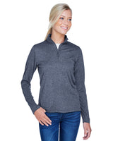 UltraClub 8618W Ladies' Cool & Dry Heathered Performance Quarter - Zip - Ninja Transfers