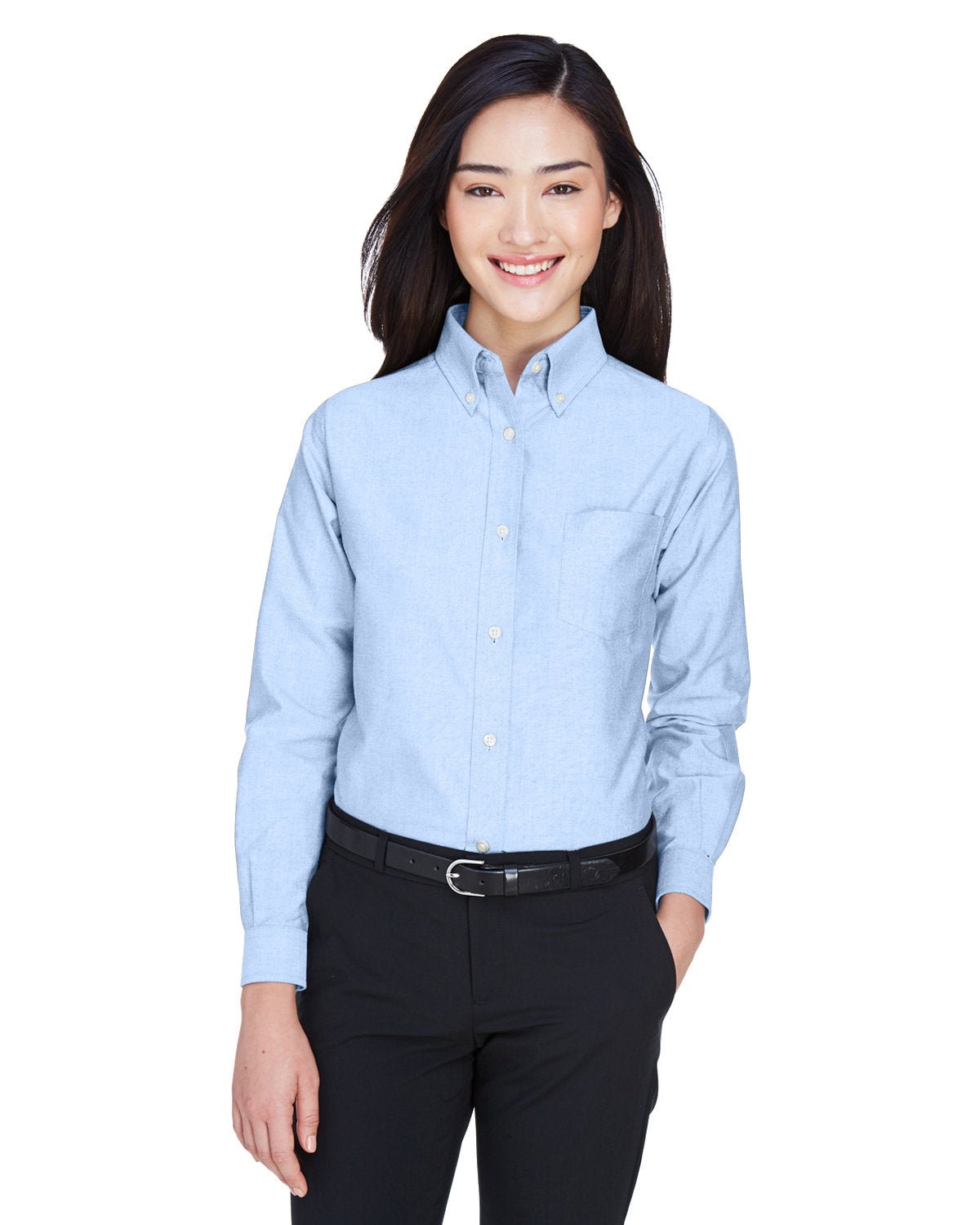 UltraClub 8990 Ladies' Classic Wrinkle - Resistant Long - Sleeve Oxford - Ninja Transfers