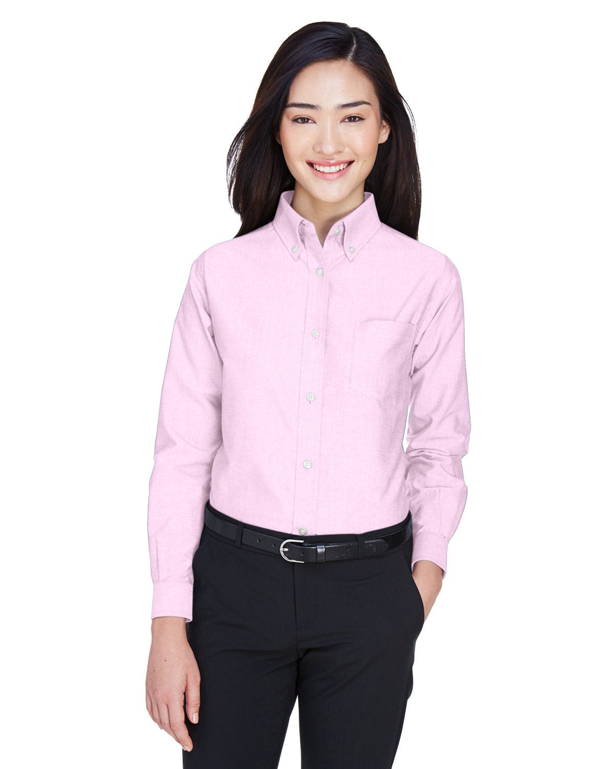 UltraClub 8990 Ladies' Classic Wrinkle - Resistant Long - Sleeve Oxford - Ninja Transfers